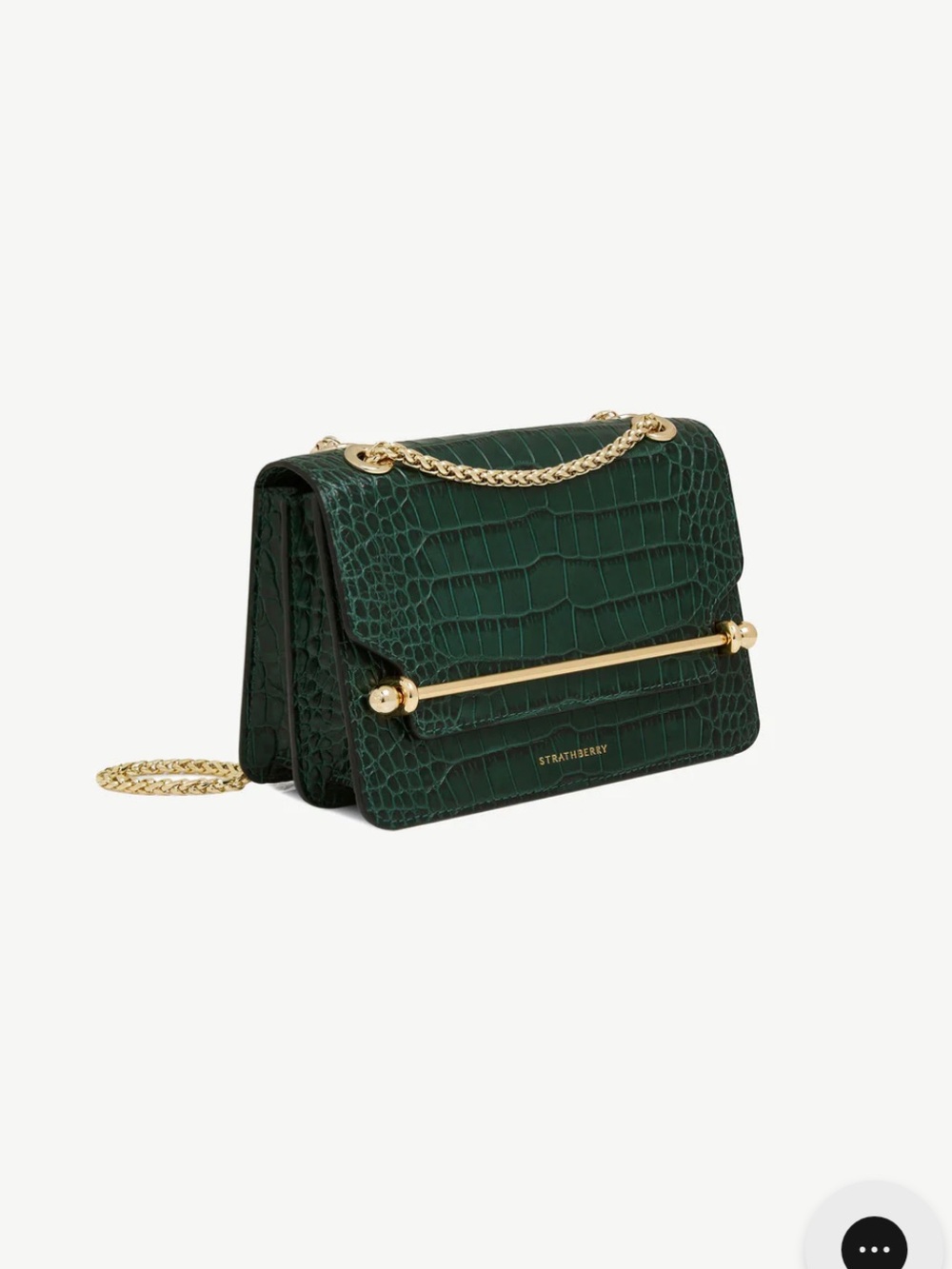 Strathberry East/West Mini Croc-Embossed Leather Bottle Green (worn out once)